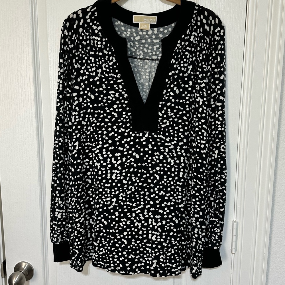 Michael Kors Black and White Patterned Blouse